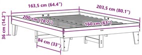 Σκελετός Κρεβ. Χωρίς Στρώμα Καφέ Κεριού 160x200 εκ Μασίφ Πεύκο - Καφέ