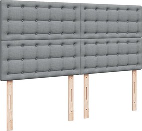 vidaXL Κρεβάτι Boxspring με Στρώμα Ανοιχτό Γκρι 200x200 εκ. Υφασμάτινο
