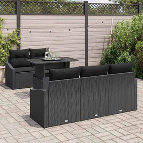 vidaXL Σετ Καναπέ Κήπου με μαξιλάρι 6 pcs Μαύρο 100 x 55 x 73 εκ