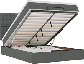 vidaXL Οθωμανικό κρεβάτι με στρώμα Σκούρο γκρι 140x200cm ύφασμα
