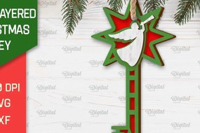 Σετ των 3 Intra απο ξύλο plywood 3mm-4mm πάχος Σχέδιο κοπής με λέιζερ Χριστουγεννιάτικο στολίδι με κλειδί Δίασταση 8x8 cm INTRAFABR-103294475