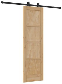 vidaXL Σετ Συρόμενης Πόρτας Φυσικό και μαύρο 61 x 198.5 εκ.