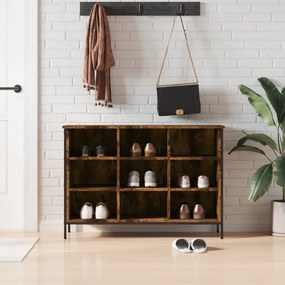 vidaXL Παπουτσοθήκη Καπνιστή Δρυς 100 x 35 x 70 εκ. από Επεξεργ. Ξύλο