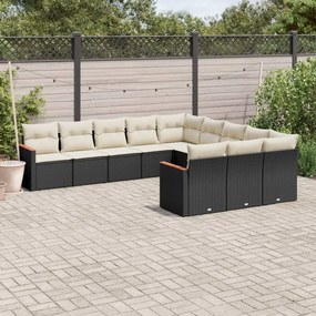 vidaXL Patio Sofa Set 11-θέσια Black and Cream