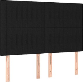 vidaXL Κρεβάτι Boxspring με Στρώμα Μαύρο 140x190 εκ. Υφασμάτινο