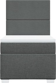 vidaXL Κρεβάτι Boxspring με Στρώμα Σκούρο Γκρι 90x200 εκ. Υφασμάτινο