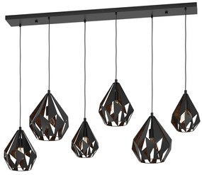 Φωτιστικό Κρεμαστό Eglo 43846 CARLTON 1 Μαύρο Ματ (Black Mat)|Χαλκός Ματ Χρώμα (Copper Coloured)