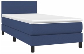 ΚΡΕΒΑΤΙ BOXSPRING ΜΕ ΣΤΡΩΜΑ &amp; LED ΜΠΛΕ 80X200 ΕΚ. ΥΦΑΣΜΑΤΙΝΟ 3132955