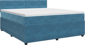vidaXL Κρεβάτι box spring με στρώμα Σκούρο Μπλε 140 x 200 cm Βελούδο