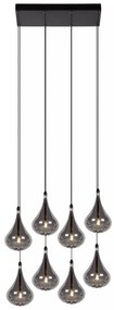 Φωτιστικό Κρεμαστό Lucide 70434-28-30 TEARS Μαύρο Ματ (Black Mat)|Φυμέ (Smoke) 3000 K