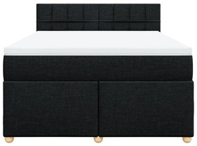 vidaXL Κρεβάτι Boxspring με Στρώμα Μαύρο 160x200 εκ. Υφασμάτινο