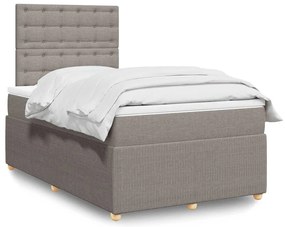 vidaXL Κρεβάτι Boxspring με Στρώμα Taupe 120x200 εκ. Υφασμάτινο