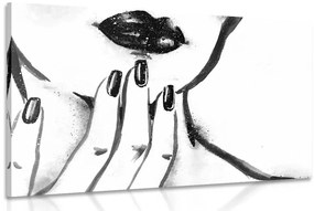 Εικόνα πορτρέτο ακουαρέλας γυναίκας σε ασπρόμαυρο - 90x60