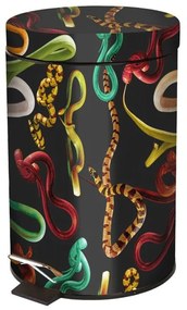 Κάδος Απορριμμάτων Snakes 12Lt 13443 39,5x25x25cm Black-Multi Seletti Μέταλλο,Πλαστικό