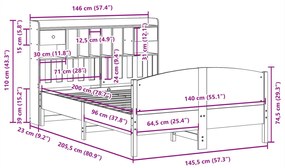 ΚΡΕΒΑΤΙ ΒΙΒΛΙΟΘΗΚΗ ΧΩΡΙΣ ΣΤΡΩΜΑ 140X200 ΕΚ ΜΑΣΙΦ ΞΥΛΟ ΠΕΥΚΟ 3323143