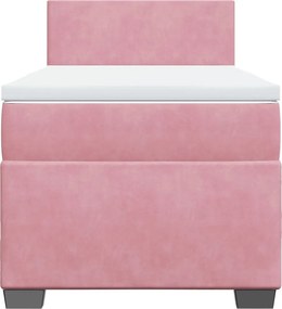 vidaXL Κρεβάτι Boxspring με Στρώμα Ροζ 100x200 εκ. Βελούδινο
