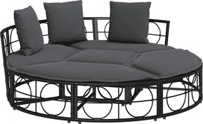 vidaXL Εξωτερική Lounge κρεβάτι χωρίς θόλο Μαύρο πολυ μπαστούνι