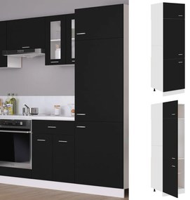 Ντουλάπι Ψυγείου Μαύρο 60x57x207 εκ. από Επεξ. Ξύλο - Μαύρο
