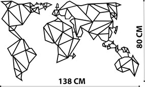 Decorative Metal Wall Accessory World Map Metal Decor 4 Black