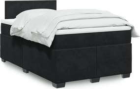 vidaXL Κρεβάτι Boxspring με Στρώμα Μαύρο 120x190 εκ. Βελούδινο