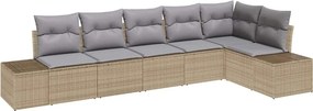 vidaXL Σετ Καναπέ Κήπου 6 pcs Μπεζ και Γκρι συνθετικό ρατάν