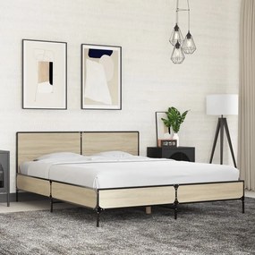 vidaXL Πλαίσιο Κρεβατιού Sonoma Δρυς 160x200 εκ. Επεξ. Ξύλο &amp; Μέταλλο