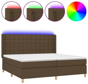 ΚΡΕΒΑΤΙ BOXSPRING ΜΕ ΣΤΡΩΜΑ &amp; LED ΣΚ.ΚΑΦΕ 200X200ΕΚ. ΥΦΑΣΜΑΤΙΝΟ 3139224