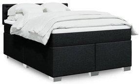 vidaXL Κρεβάτι Boxspring με Στρώμα Μαύρο 140x190 εκ. Υφασμάτινο