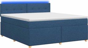 vidaXL Κρεβάτι box spring με στρώμα Μπλε 160 x 200 cm Ύφασμα