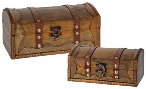 Μπαούλα Ξύλινα (Σετ 2Τμχ) 85342 21.5x15x10.5/18x12x8cm Brown Ξύλο