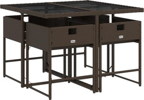 vidaXL Σετ Τραπεζαρίας Κήπου 5 Τεμαχίων Καφέ Συνθ. Ρατάν με Μαξιλάρια