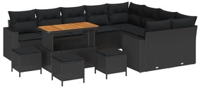 Σετ Καναπέ Κήπου με μαξιλάρι με αποθήκευση 13 pcs Μαύρο