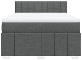 vidaXL Κρεβάτι Boxspring με Στρώμα Σκούρο Γκρι 140x200 εκ Υφασμάτινο