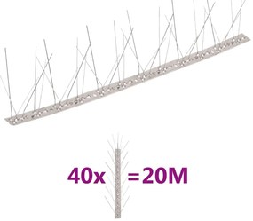 vidaXL Απωθητικές Ακίδες Περιστεριών 5 Σειρών Σετ των 40 20μ Αν.Ατσάλι