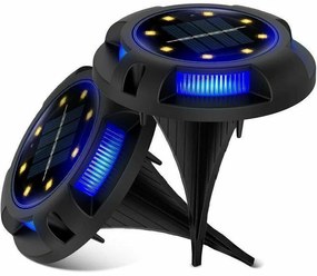 Αδιάβροχο Επιδαπέδιο Ηλιακό 8 RGB LED Φωτιστικό Κήπου με Πάσσαλο & Φωτοκύτταρο Σετ 4τμχ