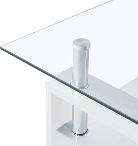 vidaXL Τραπεζάκι Σαλονιού Λευκό και Διαφανές 95x55x40 εκ. Ψημένο Γυαλί