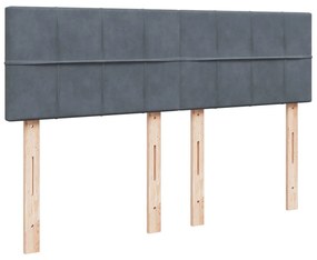 Κρεβάτι Boxspring με Στρώμα Σκούρο Γκρι 140x190 εκ. Βελούδινο - Γκρι