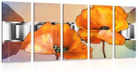5 μέρη εικόνα λουλούδια σε ανατολίτικο στυλ - 100x50