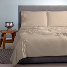 Σεντόνια Satin Plain (Σετ 4τμχ) Cream Aslanis Home King Size 260x265cm 100% Cotton Satin