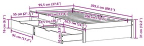 Σκελετός Κρεβατιού Χωρίς Στρώμα 90x200 εκ Μασίφ Ξύλο Πεύκου - Καφέ