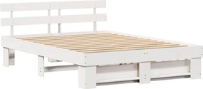 vidaXL Σκελετός Κρεβατιού Λευκό 150 x 200 cm Στερεά ξυλεία πεύκου