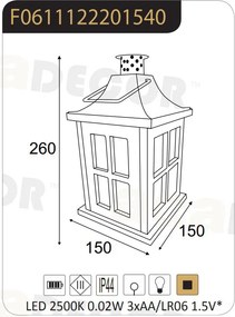 Φανάρι LED Με Μπαταρία Aca Torte F06111222 White Antique