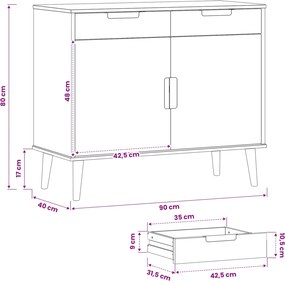 vidaXL Πλαϊνό γραφείο MOLDE Καραμέλα 90 x 40 x 80 εκ