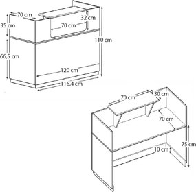 Γραφείο υποδοχής - reception Lemmon Megapap χρώμα λευκό 120x70x110εκ.