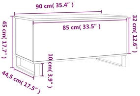 Τραπεζάκι Σαλονιού Γκρι Sonoma 90x44,5x45 εκ.Επεξεργασμένο Ξύλο - Γκρι