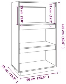 Βιβλιοθήκη/Διαχωριστικό Χώρου 60x35x103 εκ. Μασίφ Ξύλο Πεύκου - Καφέ