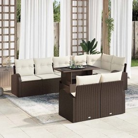 vidaXL Σετ Καναπέ Κήπου 9 pcs Καφέ και κρεμ 100 x 55 x 73 εκ