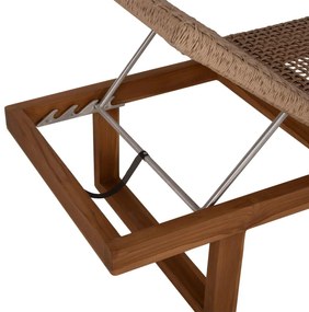 ΞΑΠΛΩΣΤΡΑ PATRON HM5993 TEAK ΞΥΛΟ ΚΑΙ ΣΧΟΙΝΙ VIRO ΣΕ ΠΛΕΞΗ WICKER 191x65x86Yεκ.