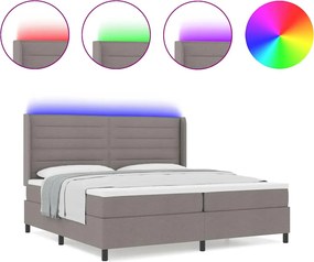 vidaXL LED Κρεβάτι με βάθρο με στρώμα Taupe 200 x 200 cm ύφασμα
