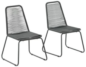 Καρέκλες Κήπου 2 τεμ. Μαύρες από Συνθετικό Ρατάν - Μαύρο